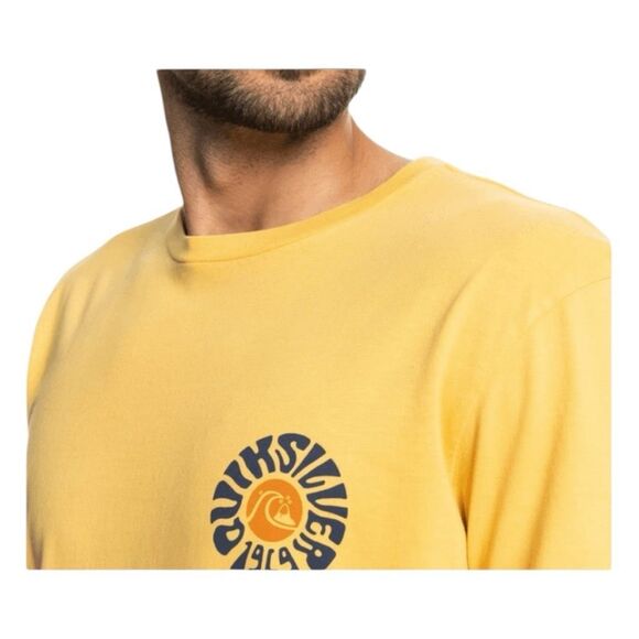 Quiksilver Moon Groove Graphic Tee Yellow Cotton Short Sleeve Crewneck M - Picture 3 of 11